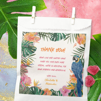 Sachets En Papier Baby shower Exotique Tropical Floral Aquarelle