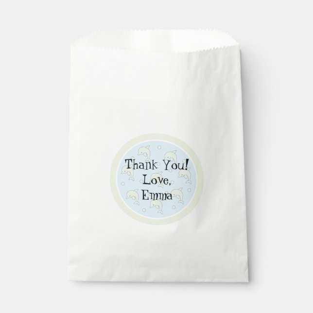 Sachets En Papier Baby shower Favoriser Sac, Bleu, Dauphin dans une  (Devant)