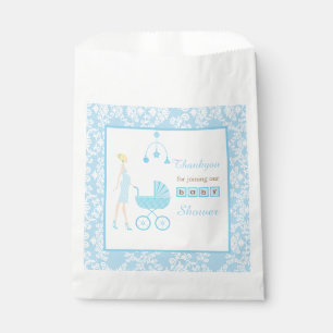 Sachets En Papier Baby shower femme bleu Damask Blonde