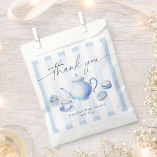 Sachets En Papier Baby Shower Fête du Thé Bleu Merci