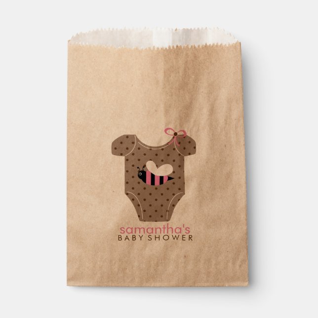 Sachets En Papier Baby shower fille en tenue d'abeilles (Devant)