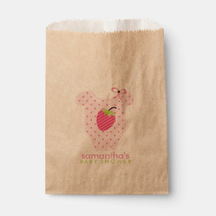 Sachets En Papier Baby shower Fille en tenue de fraise