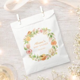 Sachets En Papier Baby Shower Fille Floralité Rose Jaune