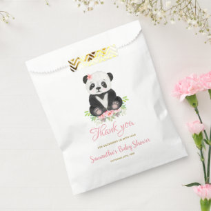 Sachets En Papier Baby shower Fille Ours Élégant Rosé Rose