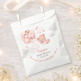 Sachets En Papier Baby shower fille ours en peluche