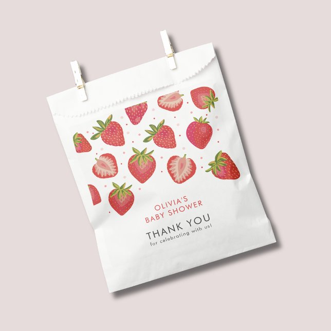 Sachets En Papier Baby Shower Filles Fraise (Strawberry baby shower favor bag)