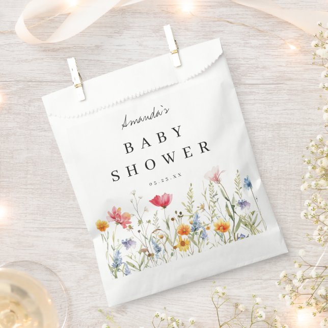 Sachets En Papier Baby shower fleur sauvage (Coupé)