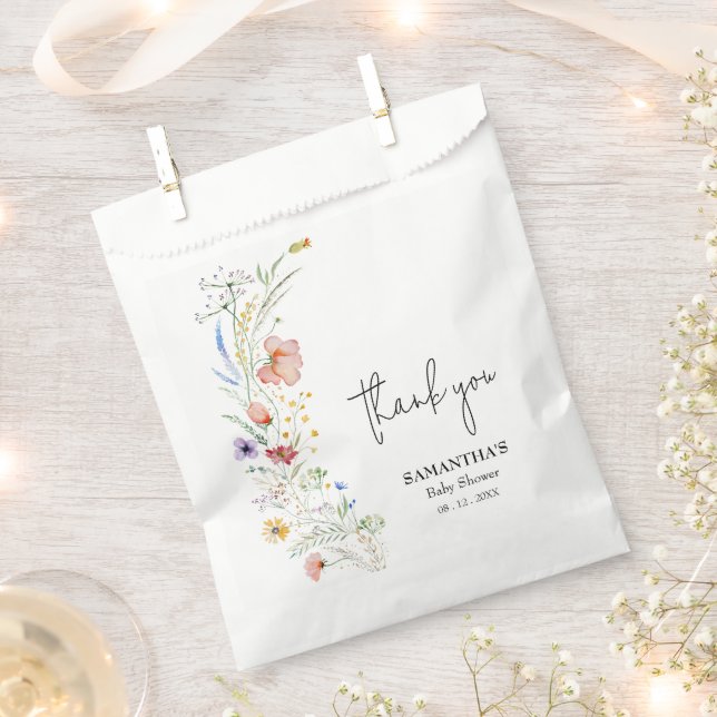 Sachets En Papier Baby shower fleur sauvage (Coupé)