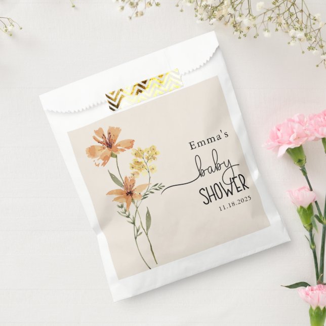 Sachets En Papier Baby shower Fleur sauvage (Scellé)