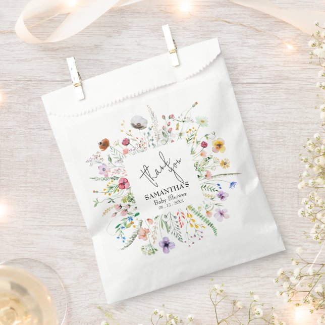 Sachets En Papier Baby shower fleur sauvage (Coupé)