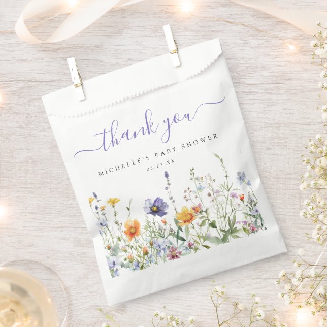 Sachets En Papier Baby shower fleur sauvage (Coupé)