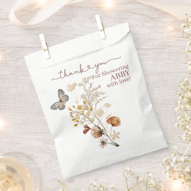 Sachets En Papier Baby shower Fleur sauvage Boho (Coupé)