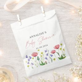 Sachets En Papier Baby shower Fleur sauvage d'aquarelle