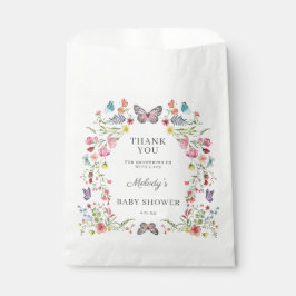 Sachets En Papier Baby shower Fleur sauvage papillon