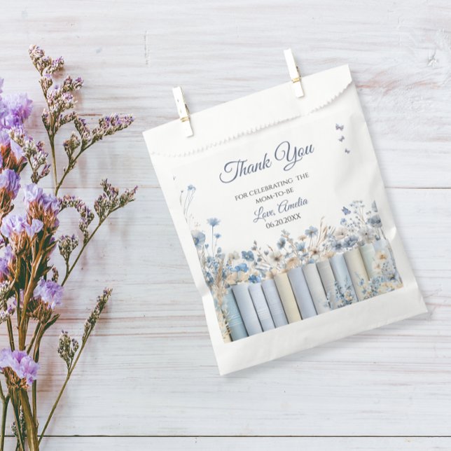 Sachets En Papier Baby shower Floral Bleu (Créateur téléchargé)