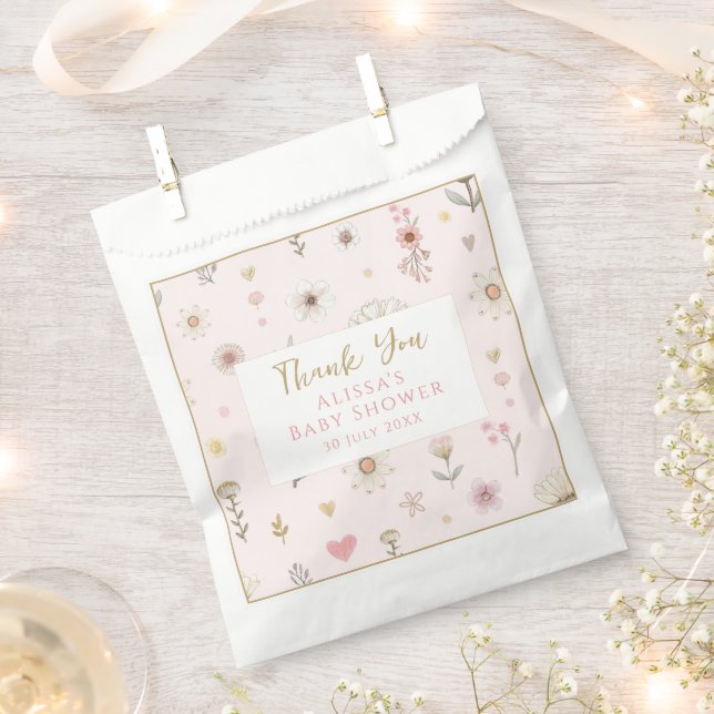 Sachets En Papier Baby shower Floral fleur sauvage (Coupé)