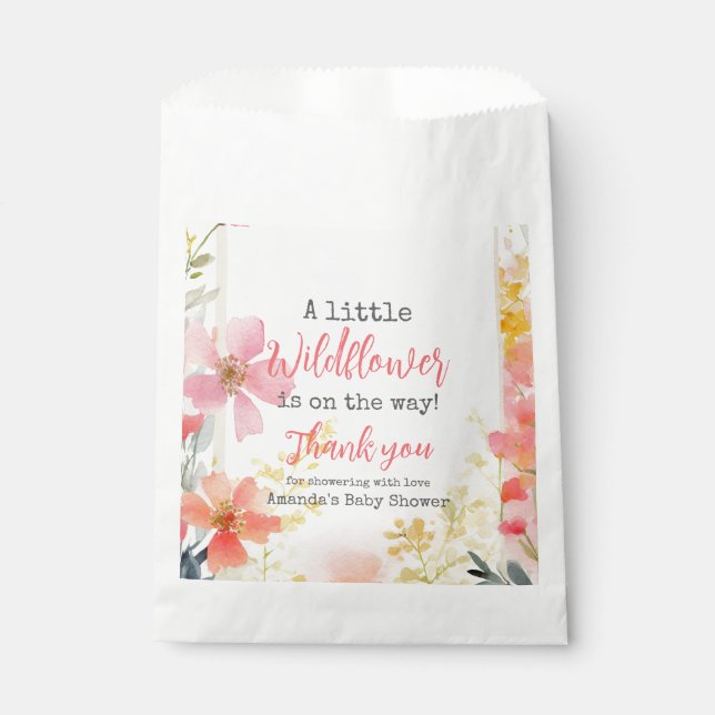 Sachets En Papier Baby shower Floral Petit Fleur sauvage Fleur de Pê (Devant)