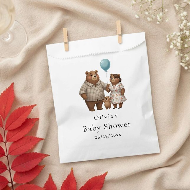 Sachets En Papier Baby Shower for Boy – Blue Balloon Teddy Bear  (Créateur téléchargé)
