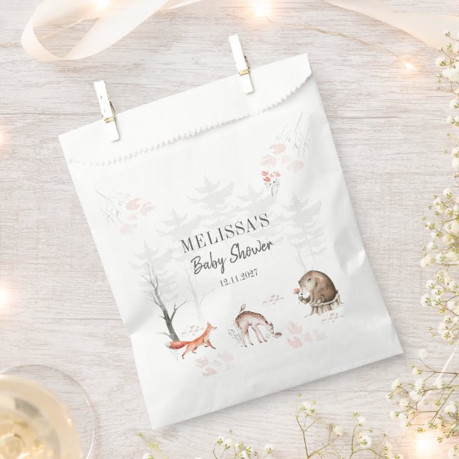 Sachets En Papier Baby shower forestier (Coupé)