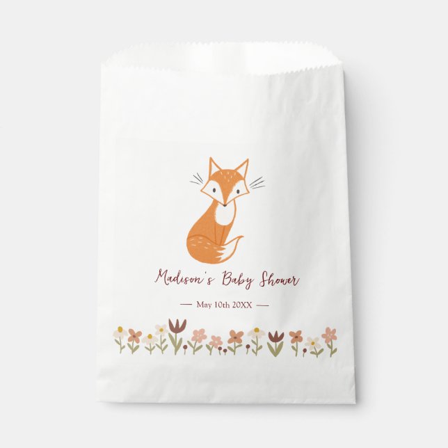 Sachets En Papier Baby shower Fox mou (Devant)