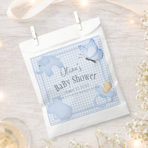 Sachets En Papier Baby shower Garçon bleu blanc En vichy