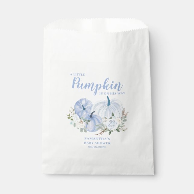 Sachets En Papier Baby shower garçon Citrouille Blue Little (Devant)