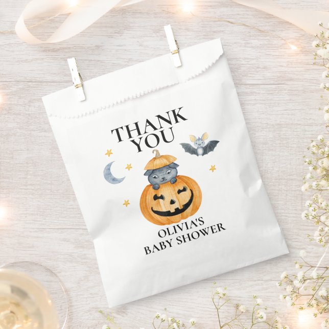 Sachets En Papier Baby shower Halloween Jack-O-Lantern Citrouille (Coupé)