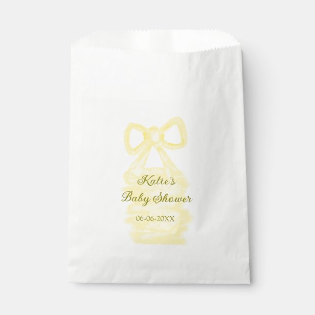 Sachets En Papier Baby shower jaune arc aquarelle élégant moderne (Devant)