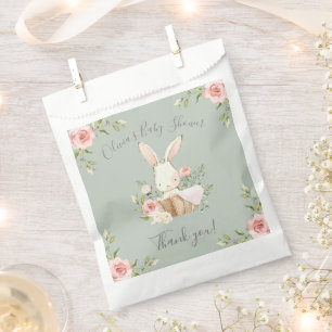 Sachets En Papier Baby shower lapin vert Sage