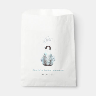 Sachets En Papier Baby Shower Manchot Hiver