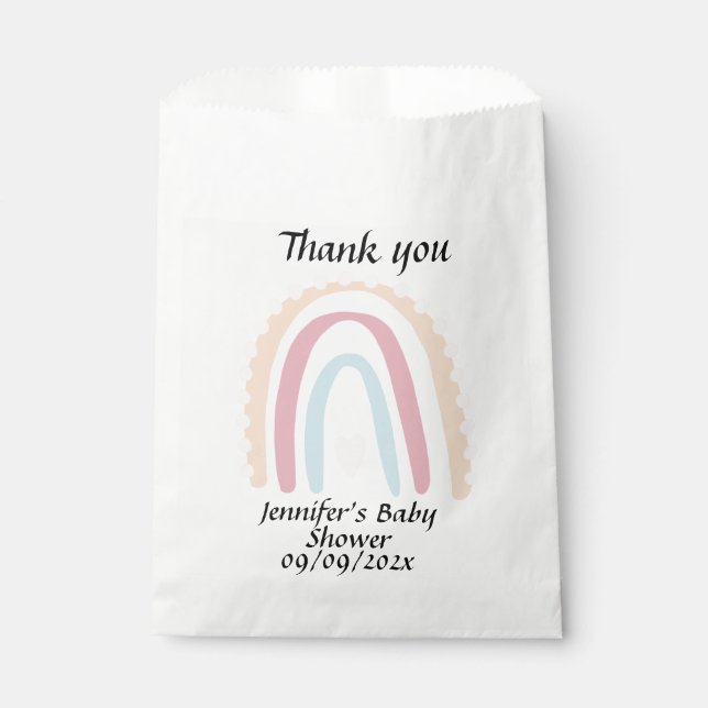Sachets En Papier Baby shower Merci arc-en-ciel (Devant)