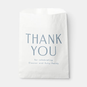 Sachets En Papier Baby shower merci cambray bleu