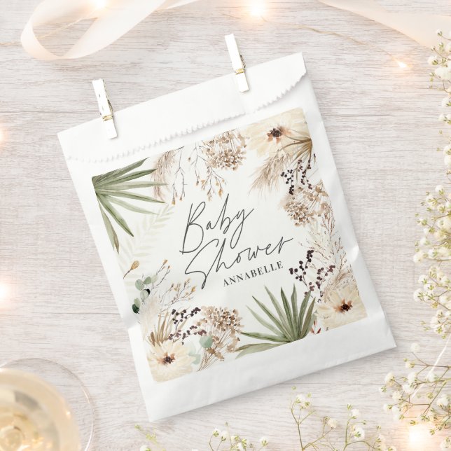 Sachets En Papier Baby shower merci pampas moderne herbe feuillage (Coupé)