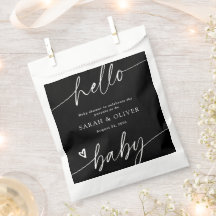 Baby-Shower Moderne Élégant Écriture Noir & Blanc