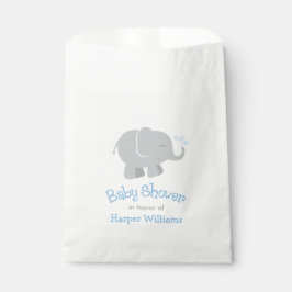 Sachets En Papier Baby shower moderne éléphant bleu et gris