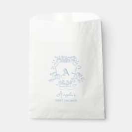 Sachets En Papier Baby shower Monogram Blue Crest