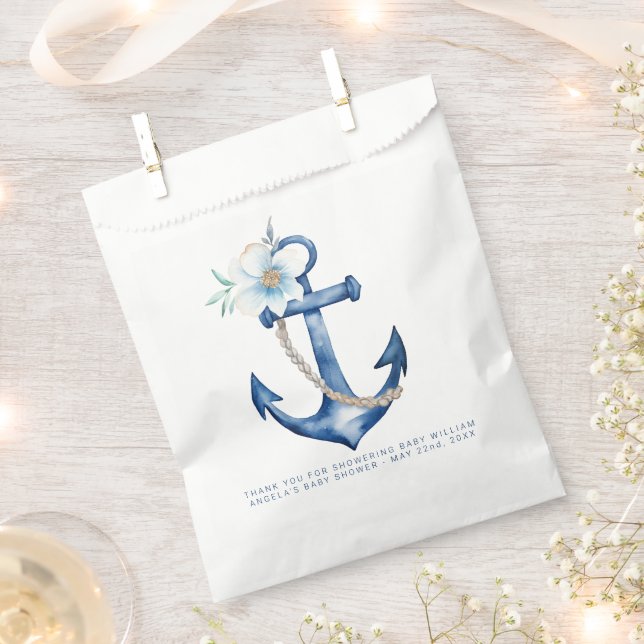 Sachets En Papier Baby shower nautique Favoriser Sac | Ancho floral  (Coupé)