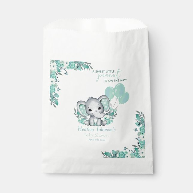 Sachets En Papier Baby shower neutre éléphant (Devant)