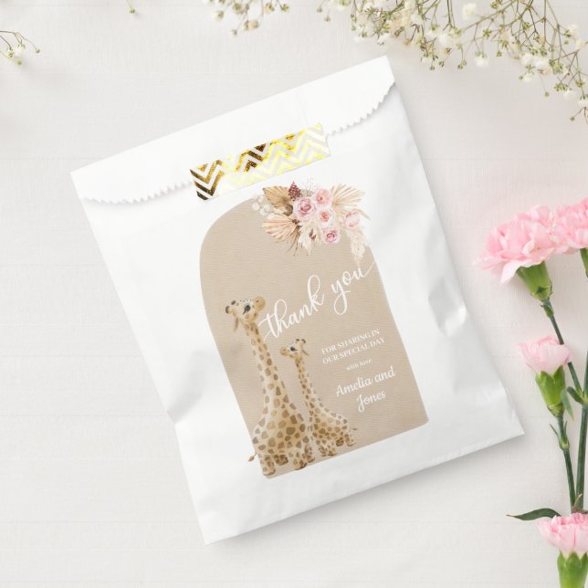 Sachets En Papier Baby shower Neutre Pampas Grass Giraffe (Scellé)