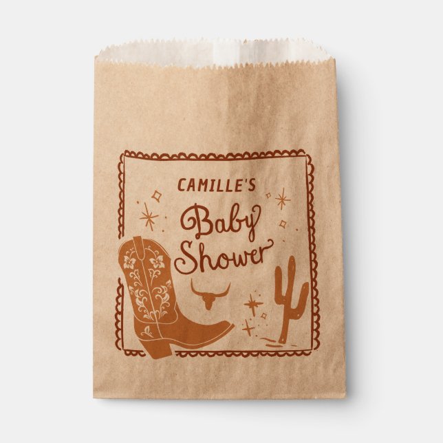 Sachets En Papier Baby shower occidental rustique (Devant)