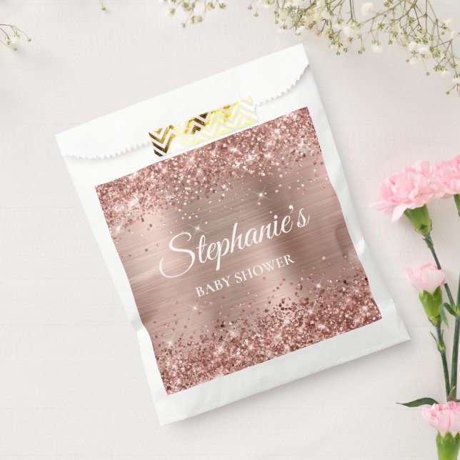 Sachets En Papier Baby shower or Rose Glitter (Scellé)