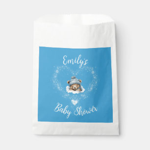 Sachets En Papier Baby shower Ours Bleu Teddy Excité