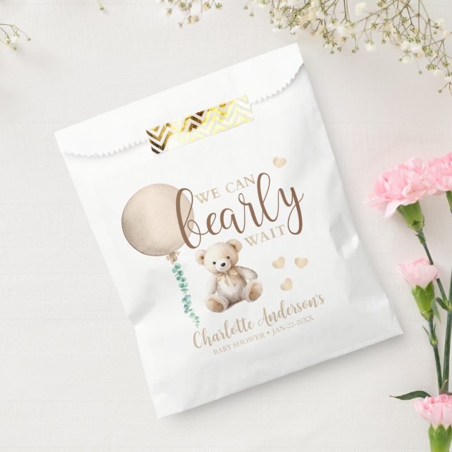 Sachets En Papier Baby shower Ours En Teddy Neutre En Attente Bpréco (Scellé)