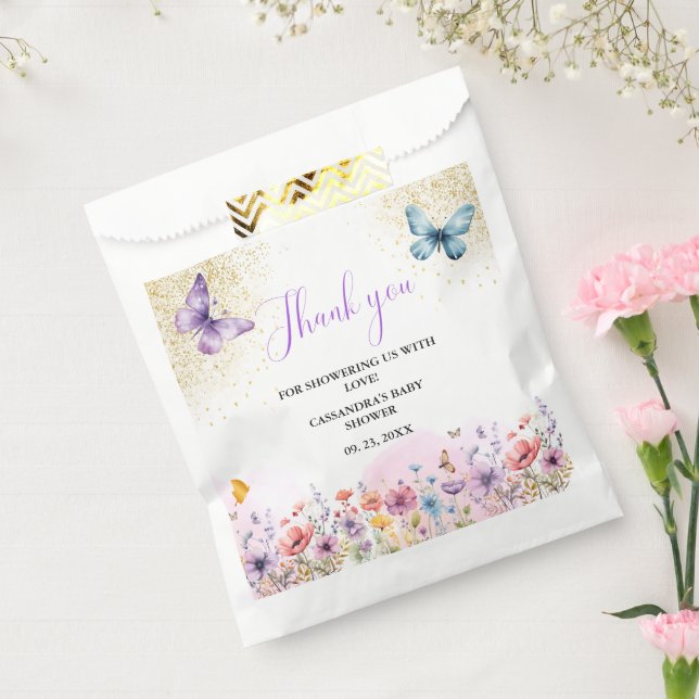 Sachets En Papier Baby shower papillon pourpre Baby (Scellé)
