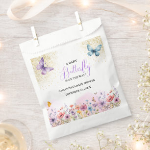 Sachets En Papier Baby shower papillon pourpre Baby
