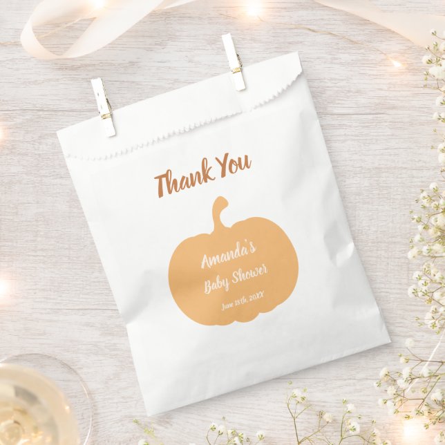 Sachets En Papier Baby shower Pastel Citrouille d'automne (Coupé)