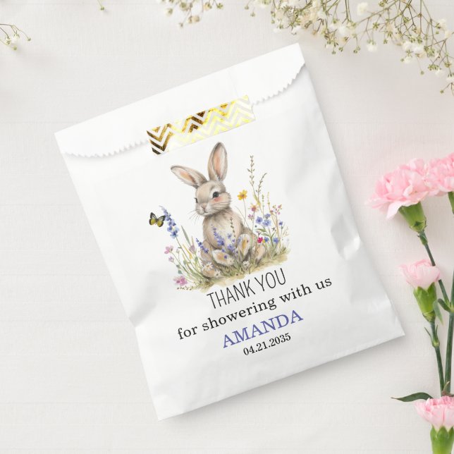 Sachets En Papier Baby shower Quelques fleurs sauvages lapins (Scellé)