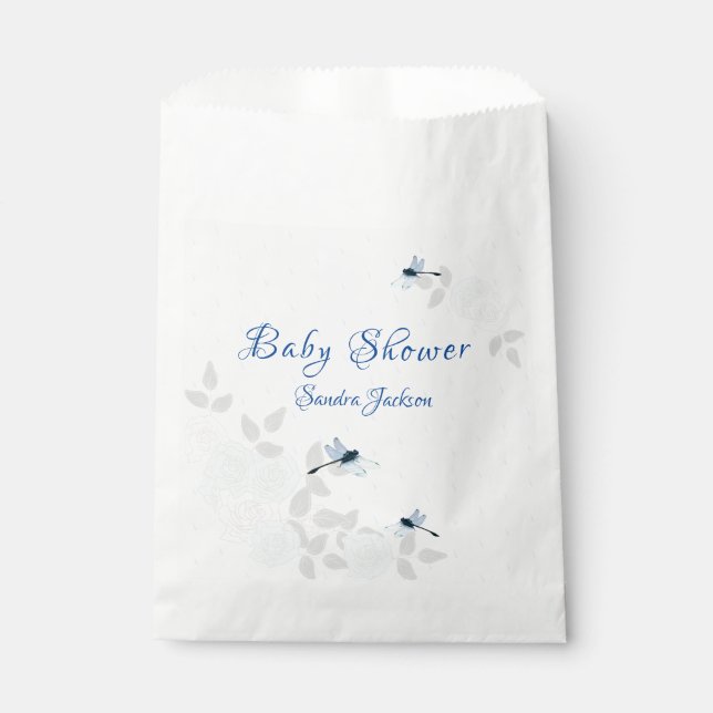 Sachets En Papier Baby shower Rose de dragonfly Boy (Devant)