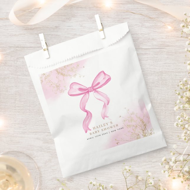 Sachets En Papier Baby shower rose moderne élégant aquarelle Bow (Coupé)