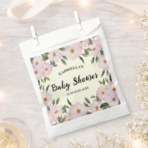 Sachets En Papier Baby shower rose pâle Roses blanches Design de cou